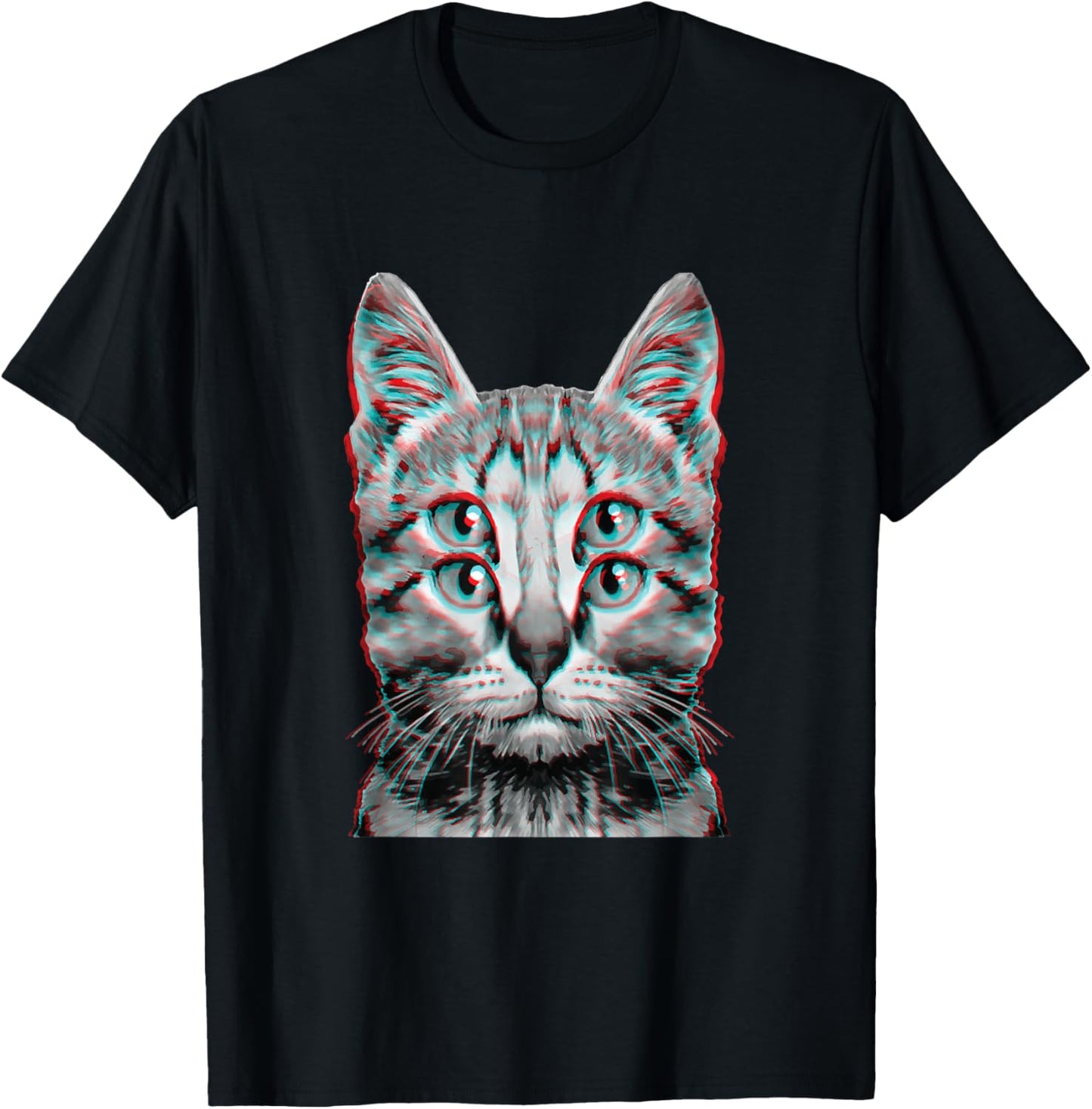 Glitch Weird Cat Kitten Optical Illusion Cat Mom Dad T-Shirt