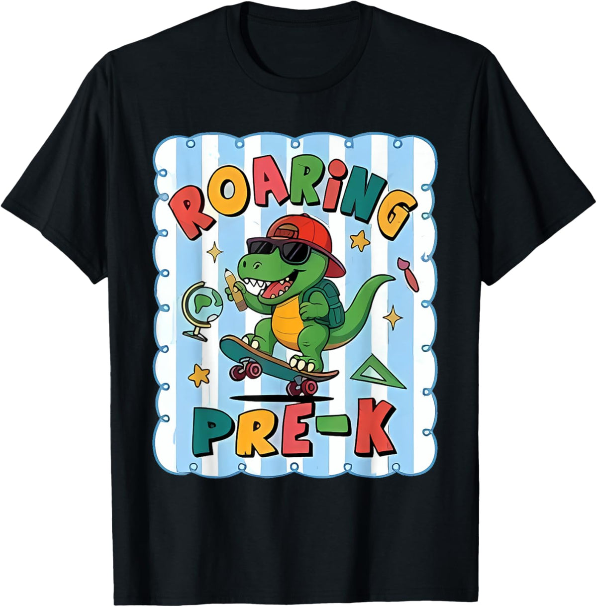 Roaring Into Pre K Dinosaur Back To School Boys Girls Kids T-Shirt