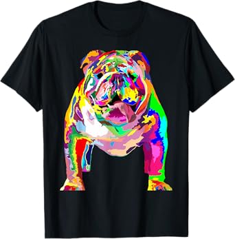 Dog Lover Gifts Womens Colorful Cool English Bulldog Mens T-Shirt