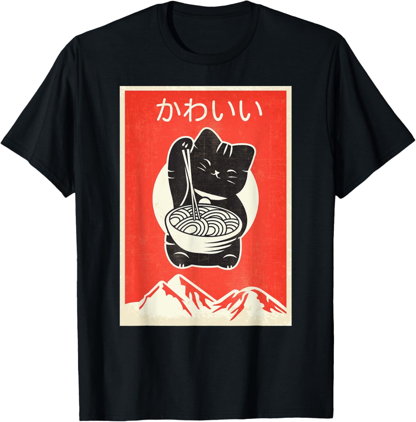 Vintage Kawaii Cat Anime T-Shirt Gift Retro Japanese Style T-Shirt