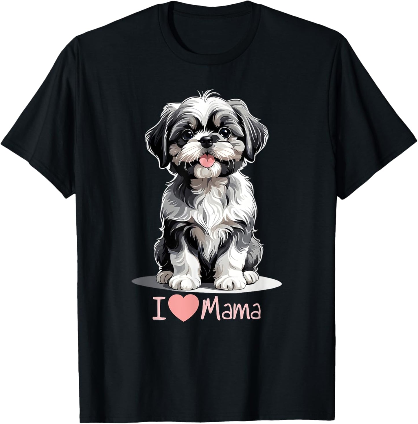 I Love Mama Cute Puppy Sweet Loving Shih Tzu Dog Moms T-Shirt
