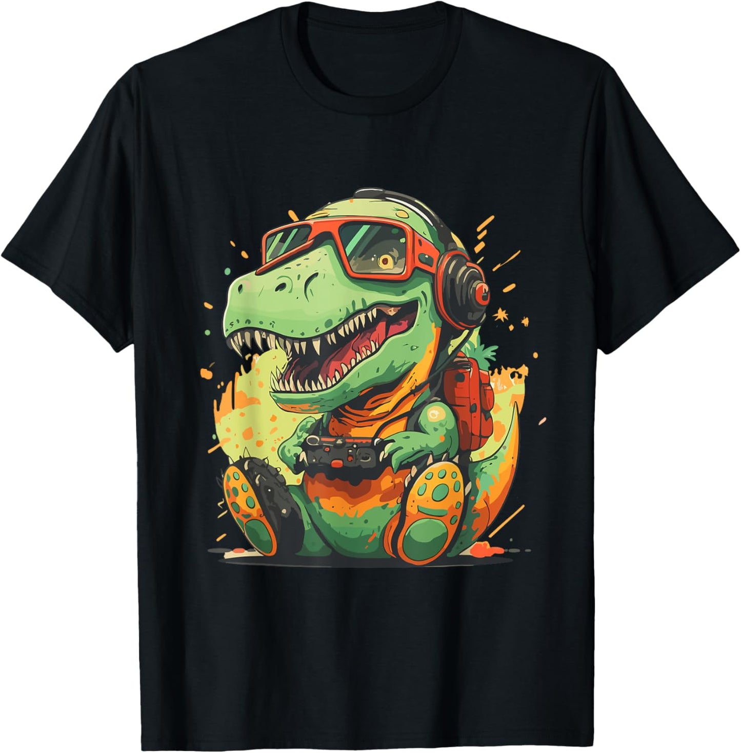 Funny Dino Gamer With Console Dinosaur Gaming Product T-Shirt