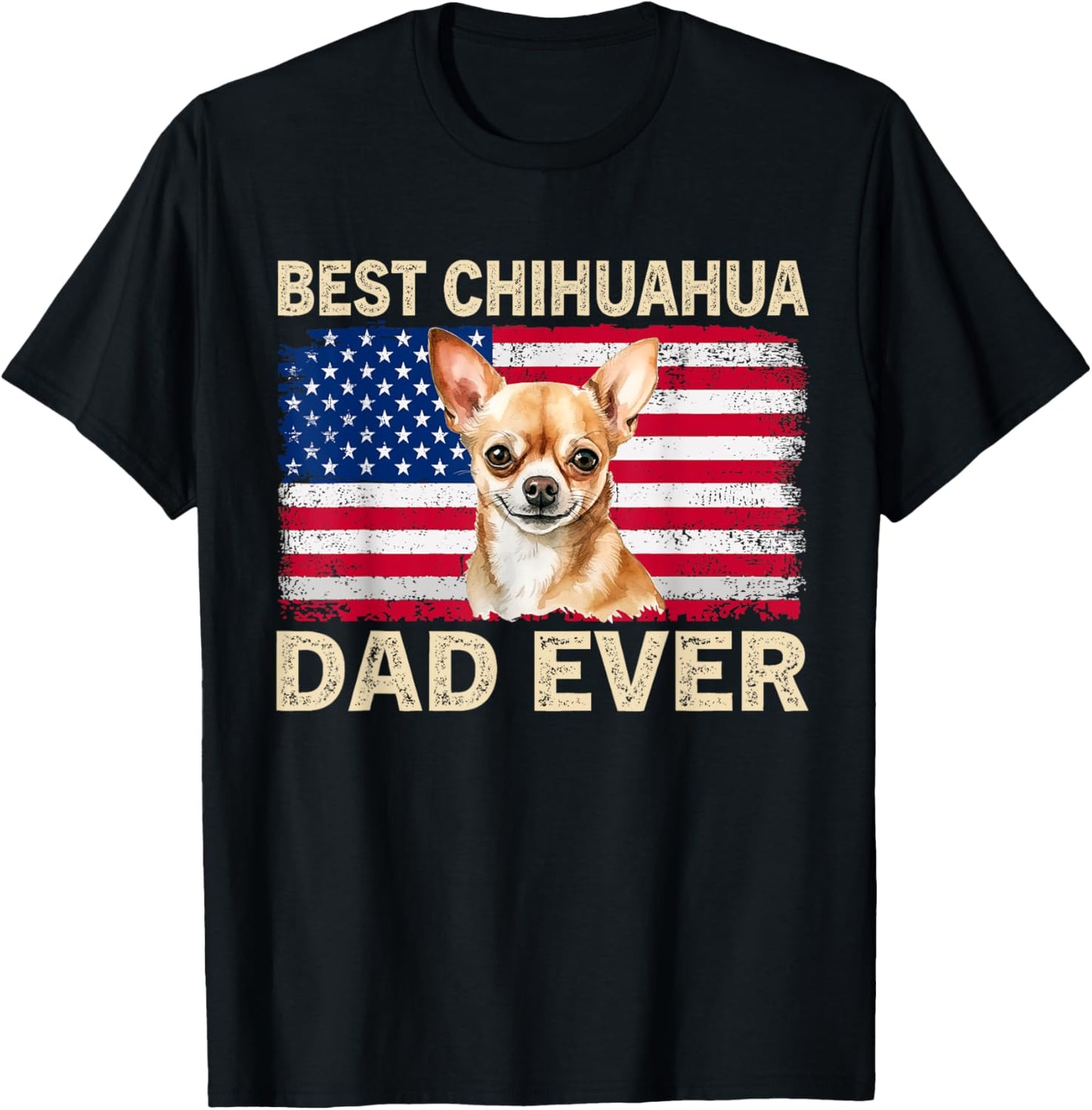 Best Chihuahua Dad Ever Usa American Flag Father's Day Dog T-Shirt