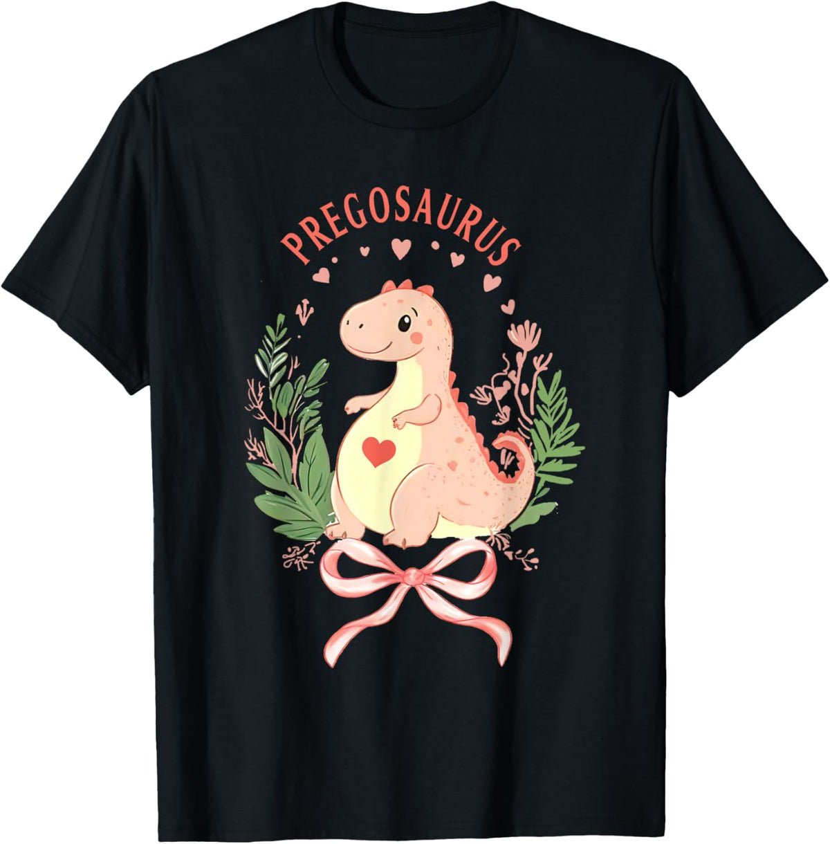 Pregosaurus Coquette Mom Dinosaur Pregnancy Announcement T-Shirt