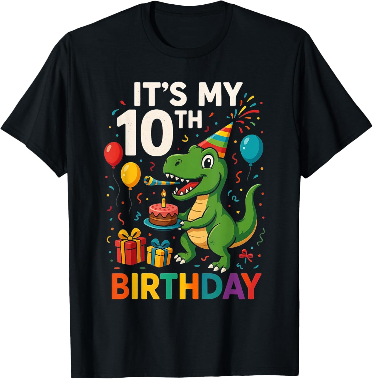 It’s My 10th Birthday Dinosaur Party Fun for Girl and Boy T-Shirt
