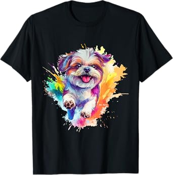 Shih Tzu Lovers Colorful Splash Art Shih Tzu T-Shirt