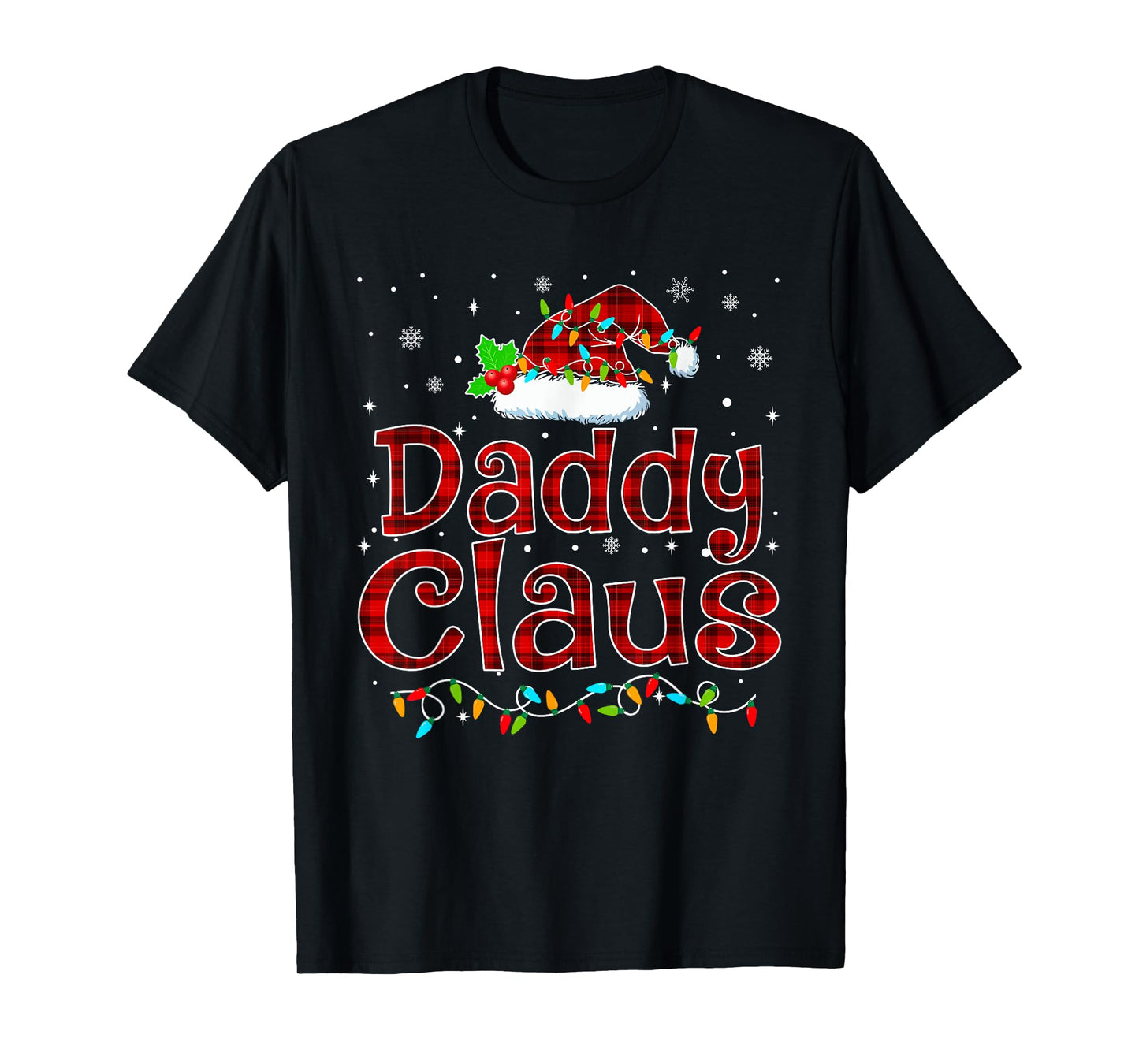 Daddy Claus Christmas Pajama Matching Family Xmas Lights T-Shirt