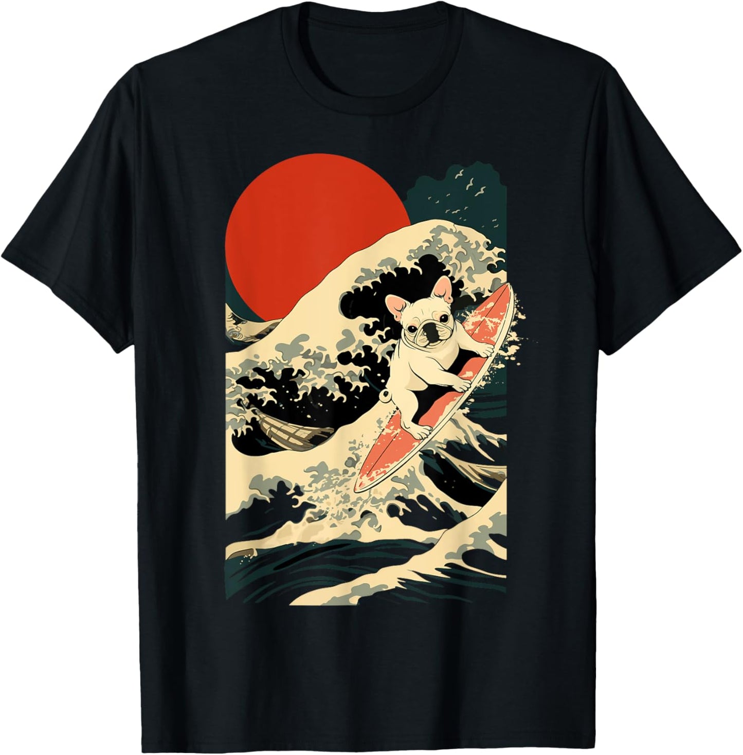 French Bulldog Surfing Japanese T-Shirt