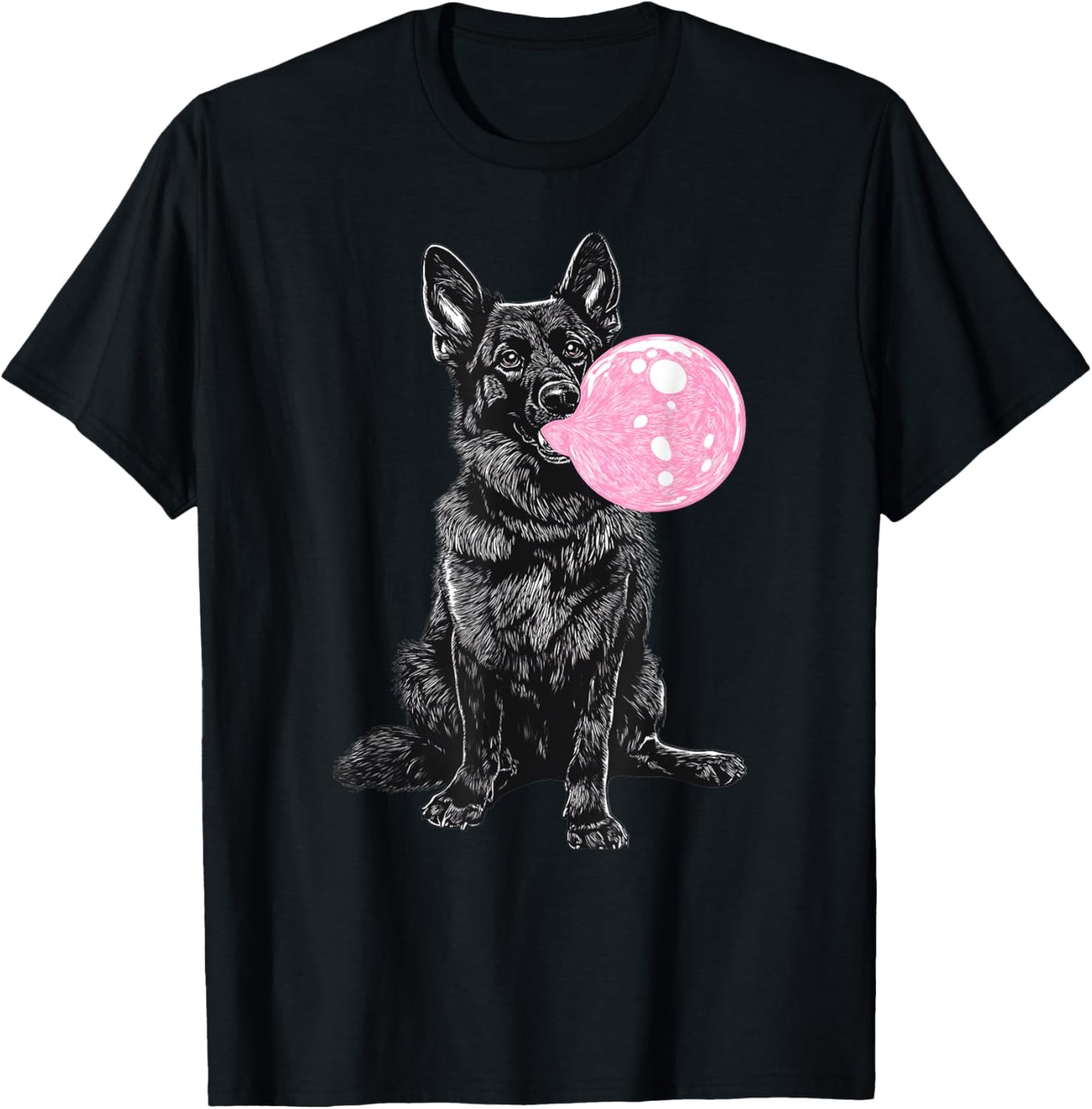 Vintage German shepherd Blowing Bubble Dog Dad Mom Owner T-Shirt