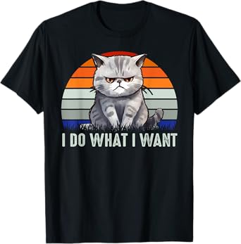 Funny I Do What I Want Retro Vintage Cat Lovers Cat Owners T-Shirt