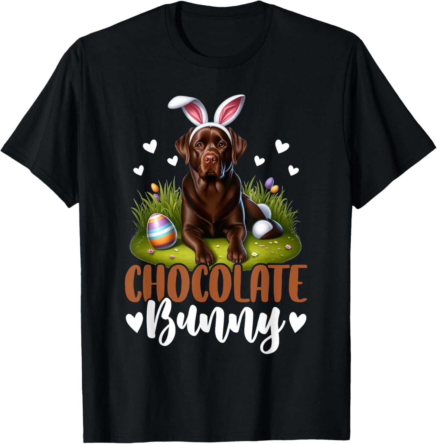 Funny Chocolate Labrador Bunny Easter Festive T-Shirt