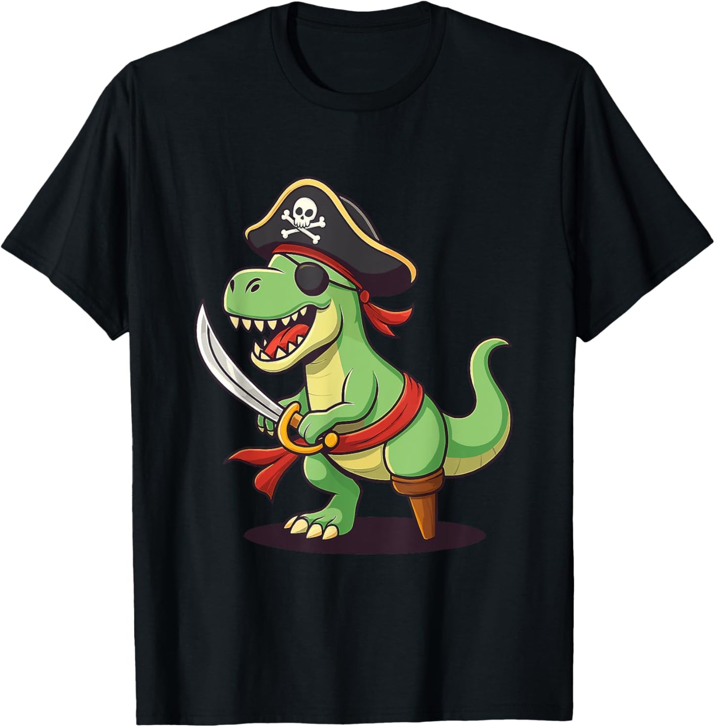 Pirate Dinosaur Funny Tyrannosaurus Halloween Kids Costume T-Shirt