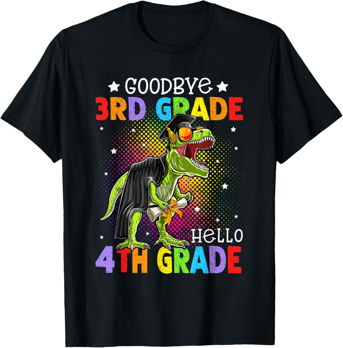 Goodbye 3rd Grade Hello 4th Grade Graduation T-Rex Dinosaur T-Shirt