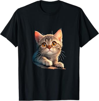 Adorable Realistic Kitten Cat Lovers Design T-Shirt for Men Women Kids