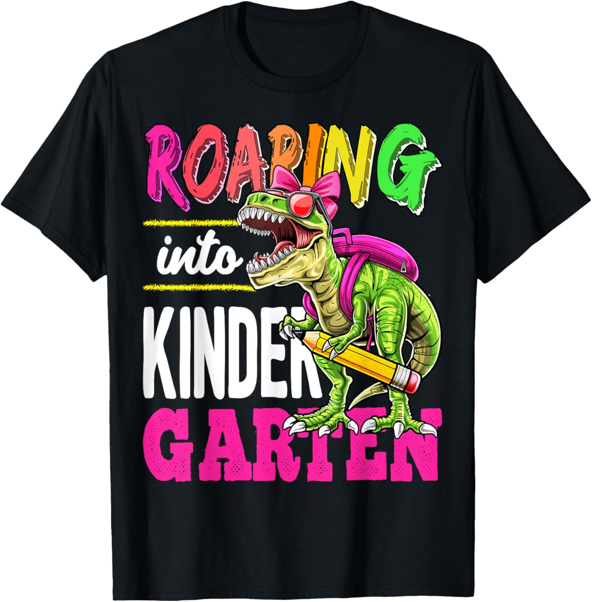Roaring into Kindergarten Dinosaur Back to School Girls Gift T-Shirt