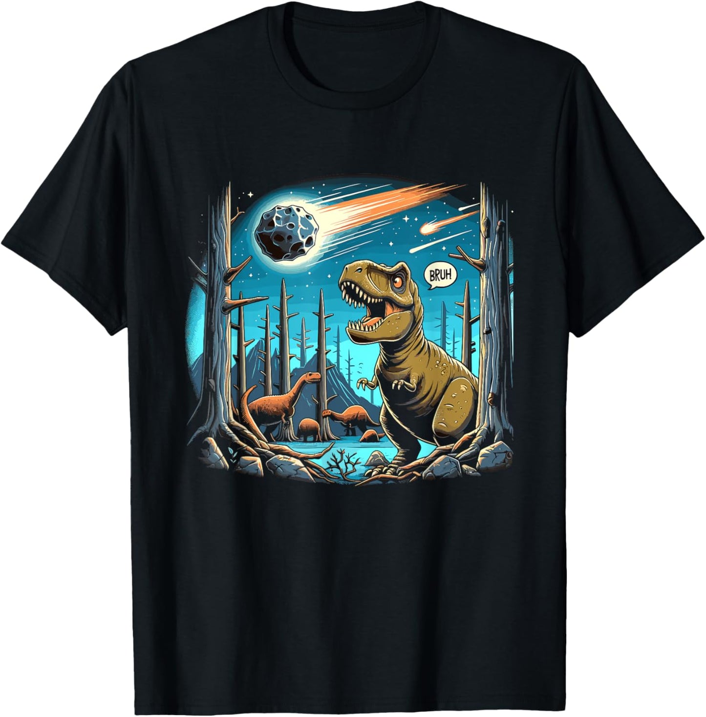 Funny Bruh Dino Dinosaur Meteor Boys Toddler T-Rex T-Shirt