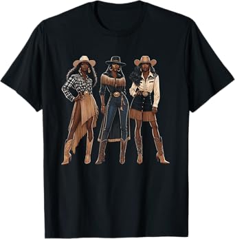 Black Cowgirl Western Rodeo Melanin Black History Texas T-Shirt
