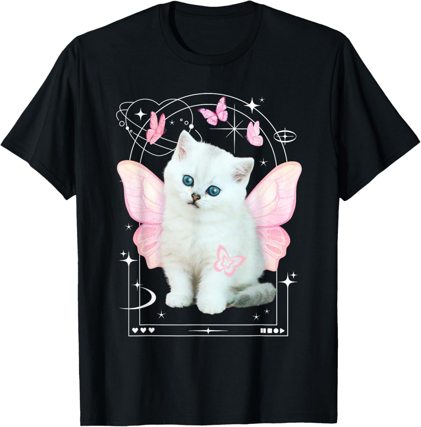 Cute y2k Aesthetic Cat Butterfly Fairy Cyber 2000s Graphic T-Shirt