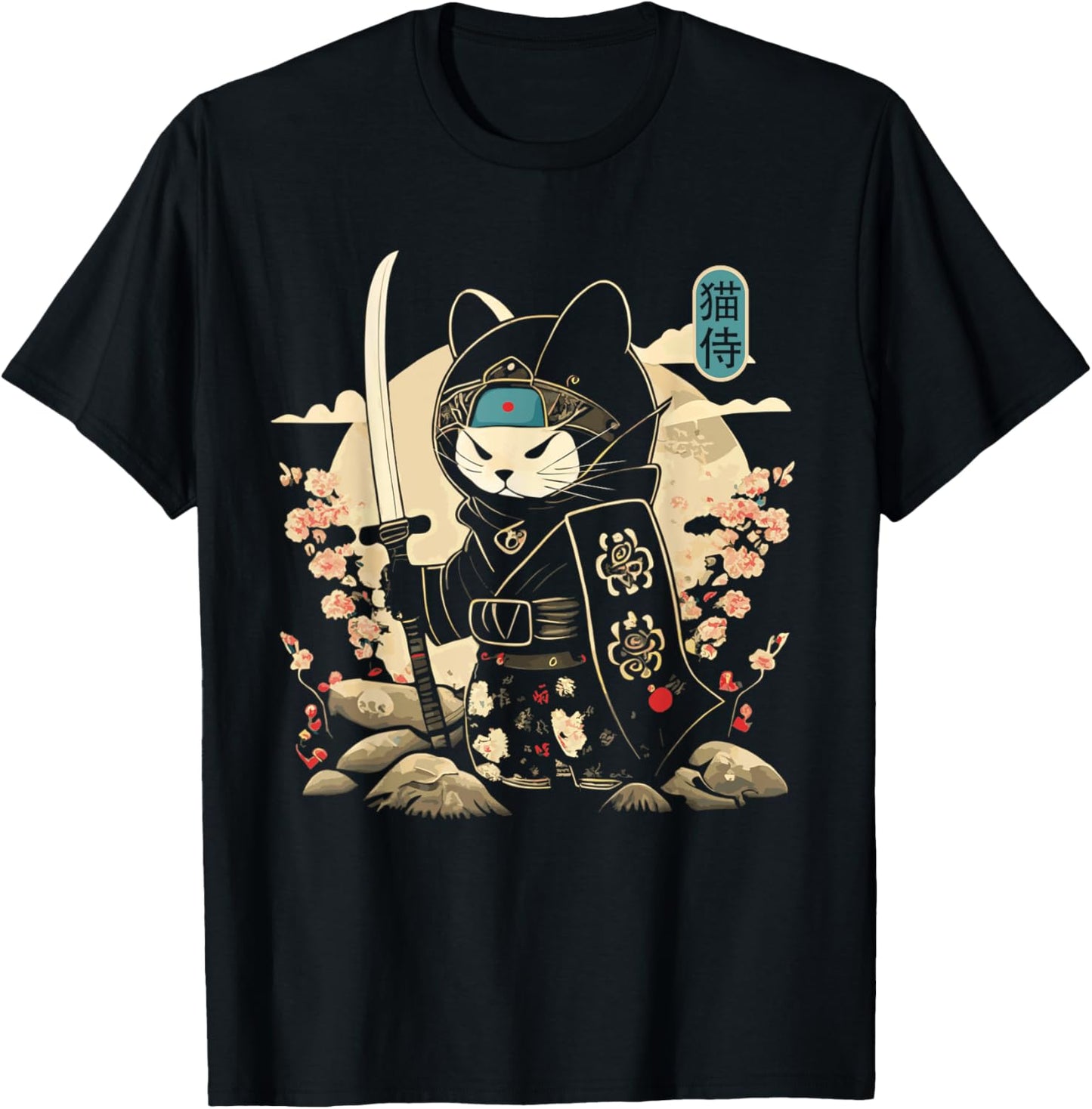 Japanese Samurai Cat Tattoo Kawaii Ninja Cat T-Shirt