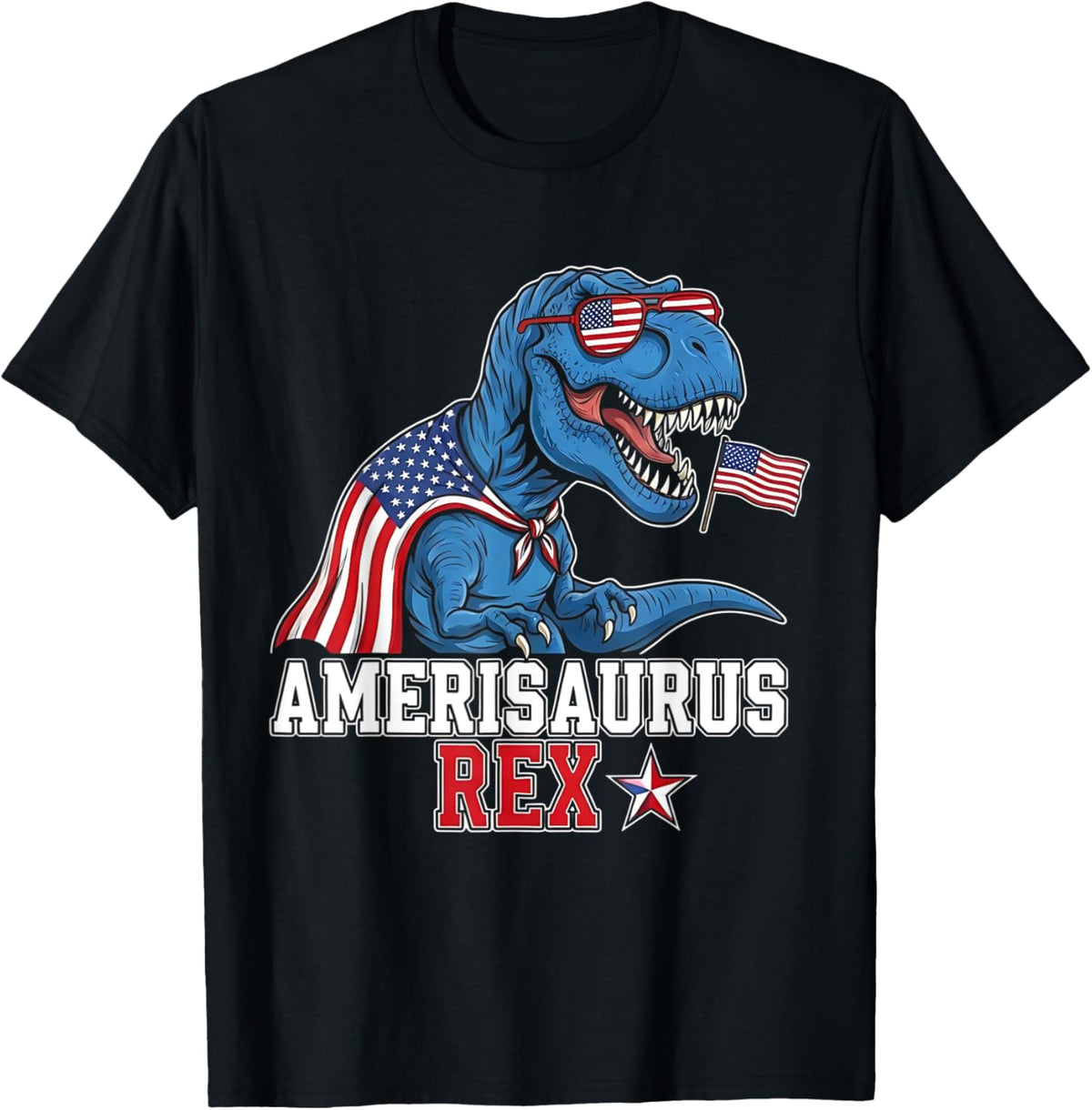 Patriotic Amerisaurus Rex Dinosaur 4th July American Pride T-Shirt