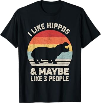 Retro I Like Hippos Shirt Animal Hippo Lover Gift Vintage T-Shirt