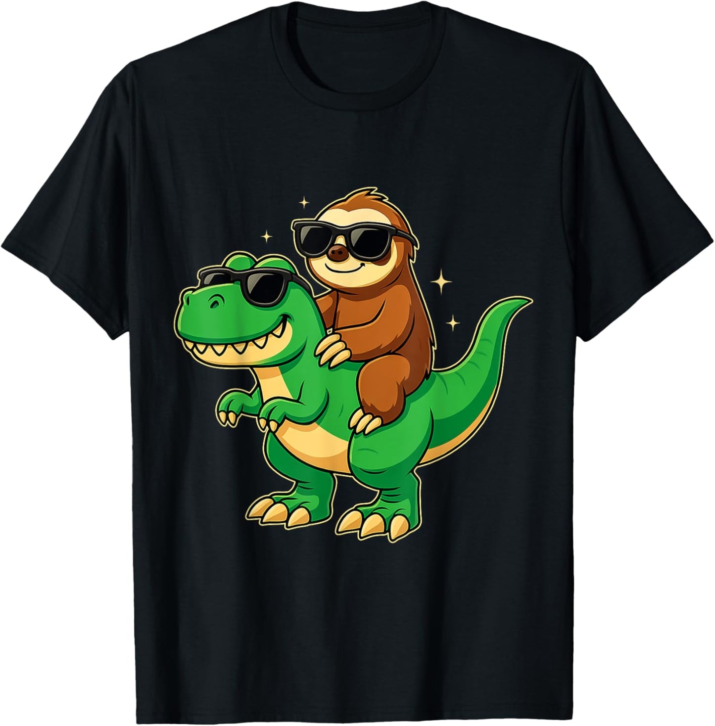 Funny Sloth and T-rex Cool Dinosaur with Sunglasses T-Shirt
