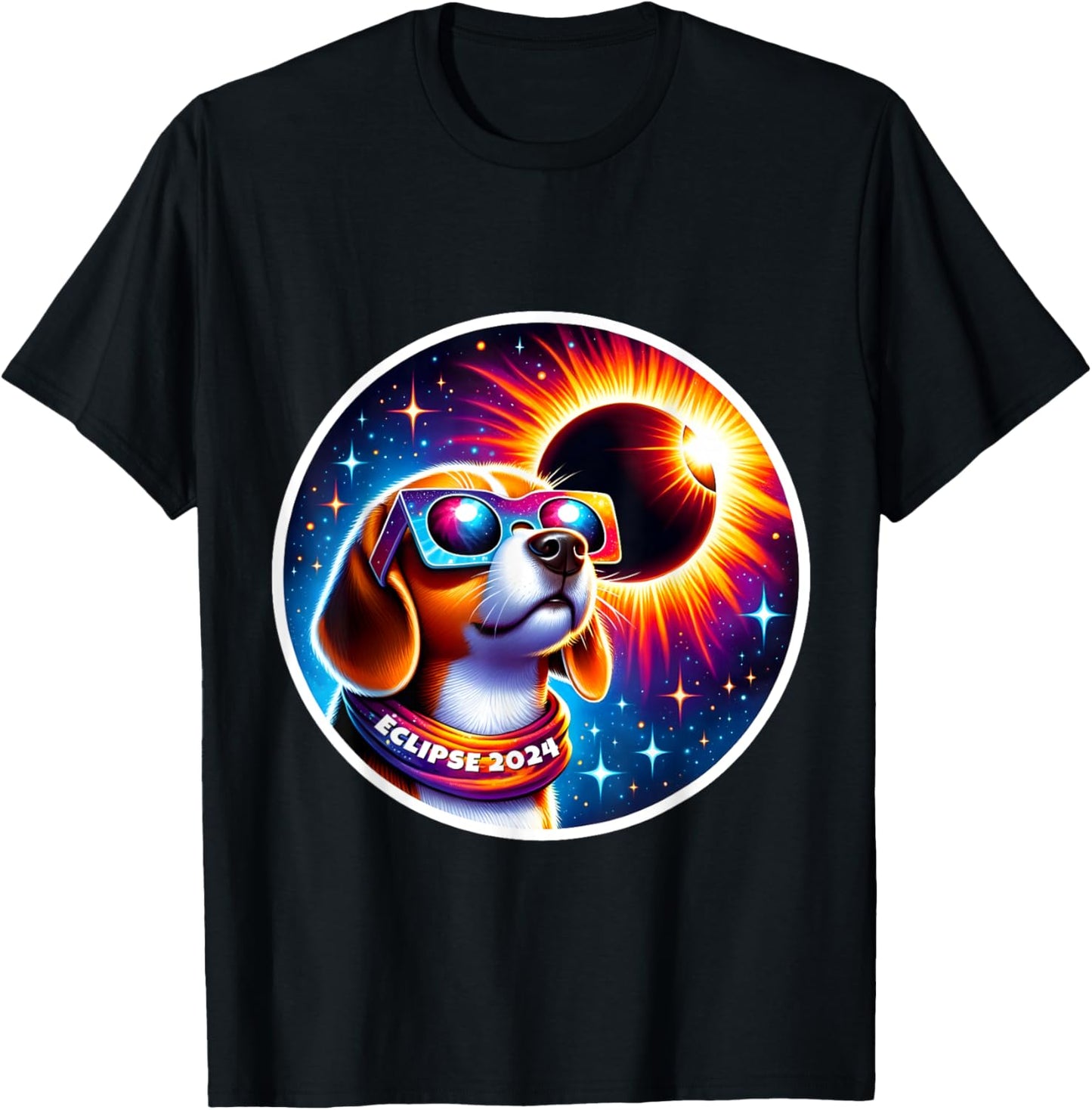 April 2024 Solar Eclipse Dog Wearing Solar Eclipse Glasses T-Shirt