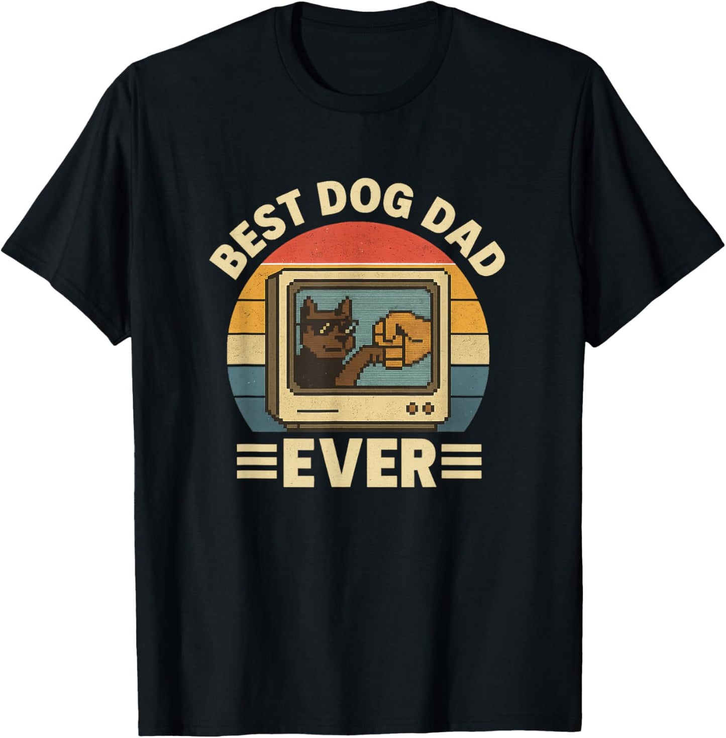 Best Dog Dad Ever Pixel Art Retro Vintage Dog Dad T-Shirt
