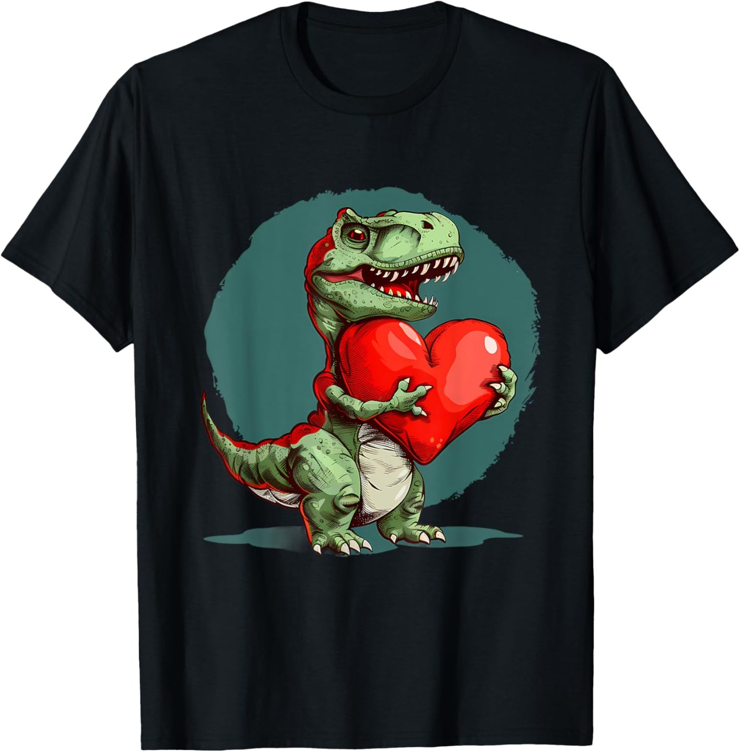 Dinosaur Heart Valentines Day Dino Hugging Valentine Heart T-Shirt