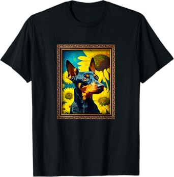 Manchester Terrier Painting Sunflower Flower Mom Women Flora T-Shirt