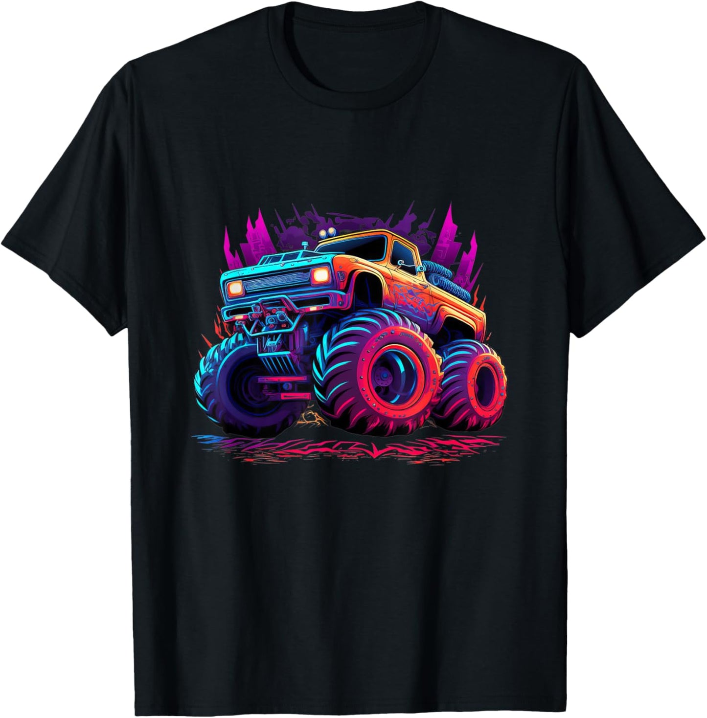 Monster Truck Retro Colorful Graffiti Toddlers Youth Kids T-Shirt