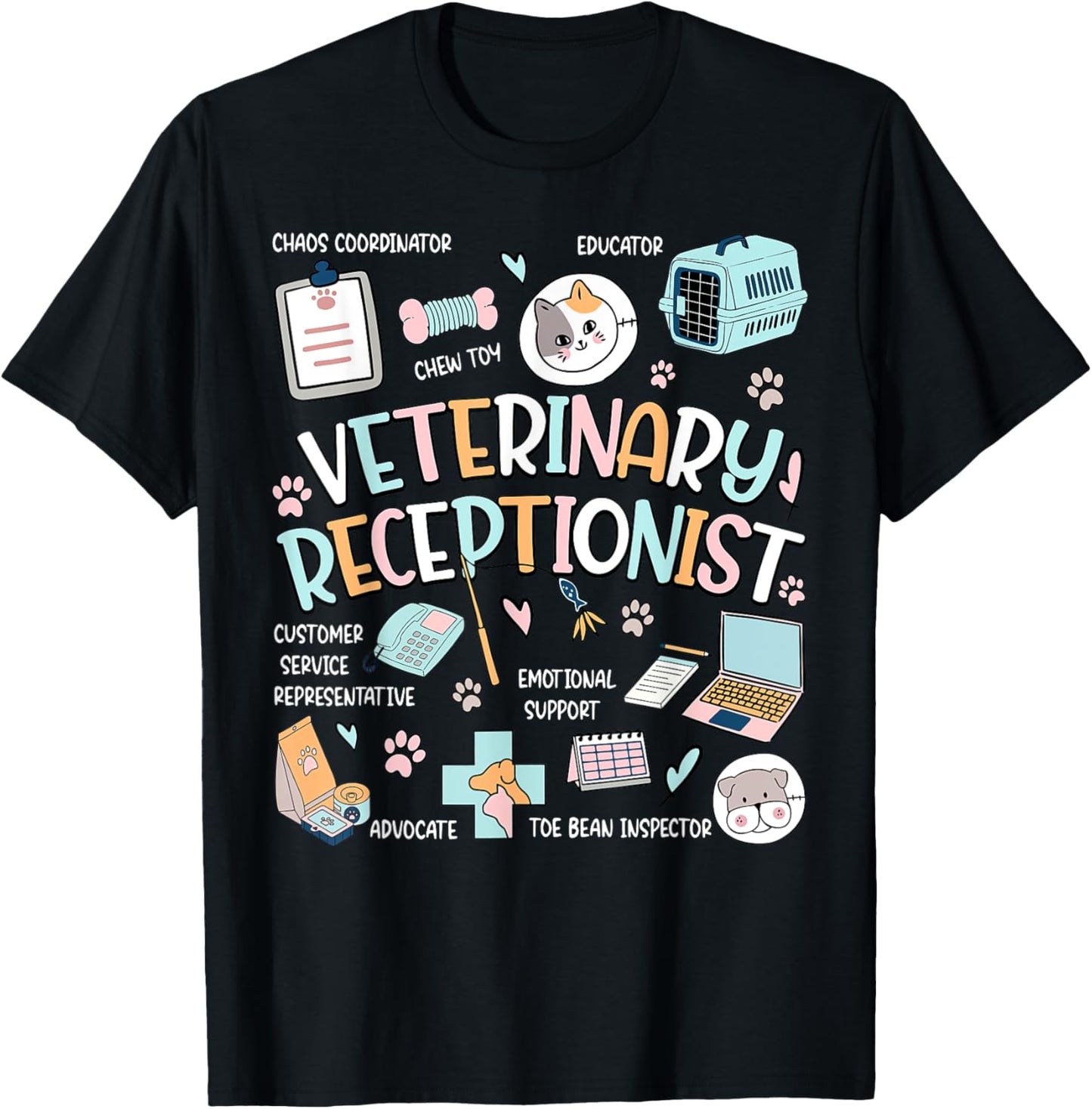 Retro Veterinary Receptionist Vet Receptionist Appreciation T-Shirt