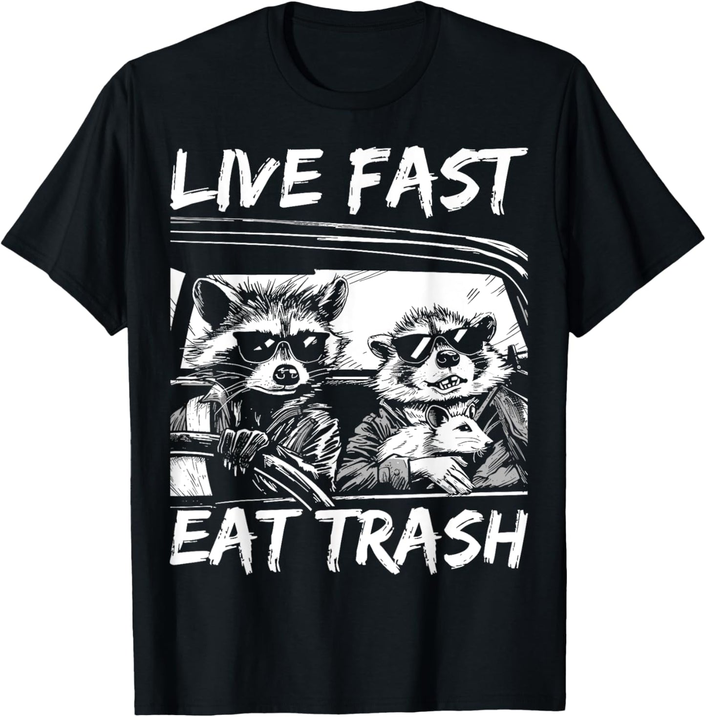 Funny Raccoon Rat Live Fast Eat Trash Street Cats Squad T-Shirt