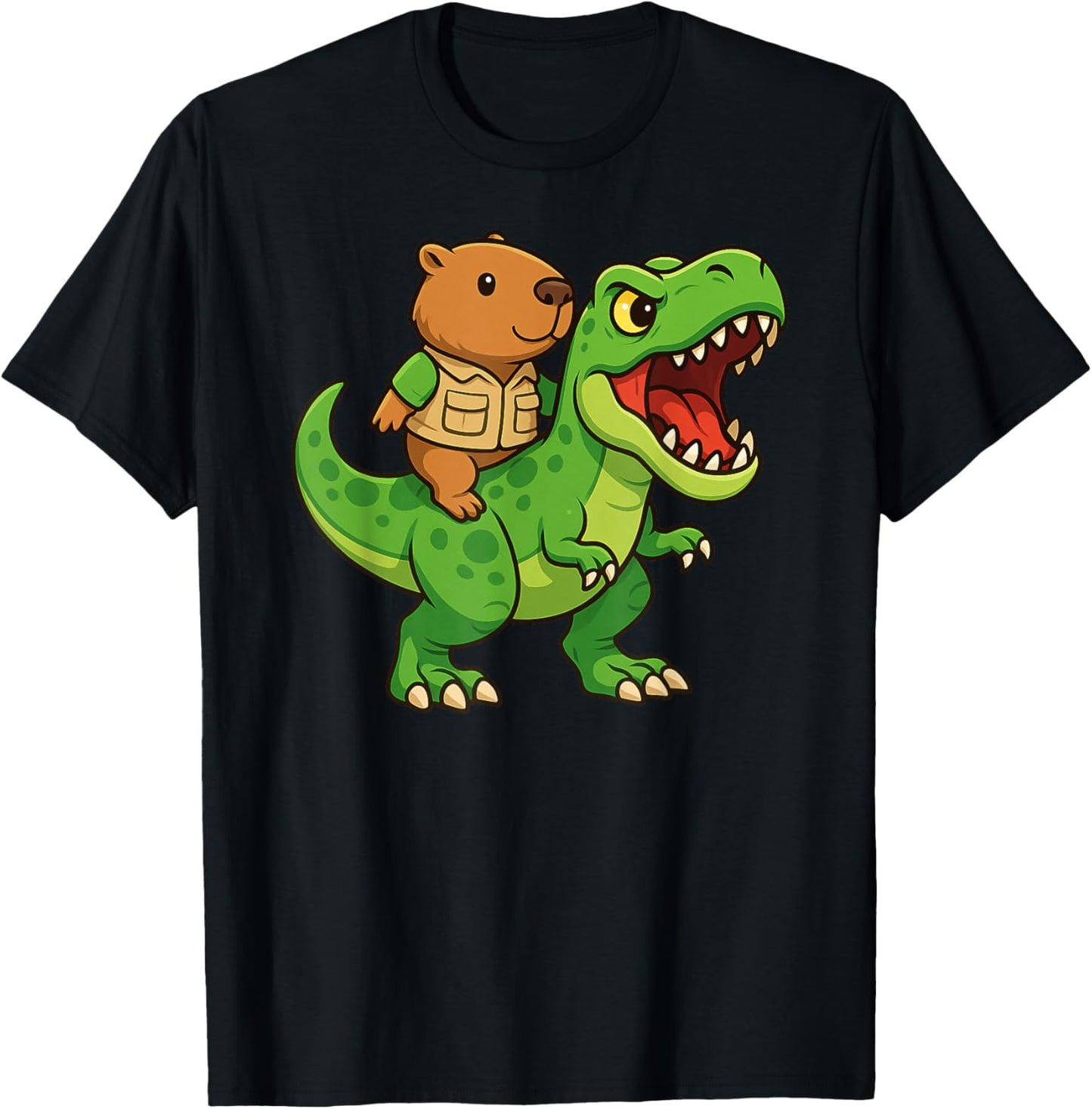 Funny Capybara Dinosaur Trex Zoo Animal Lover Boys Girl Kids T-Shirt