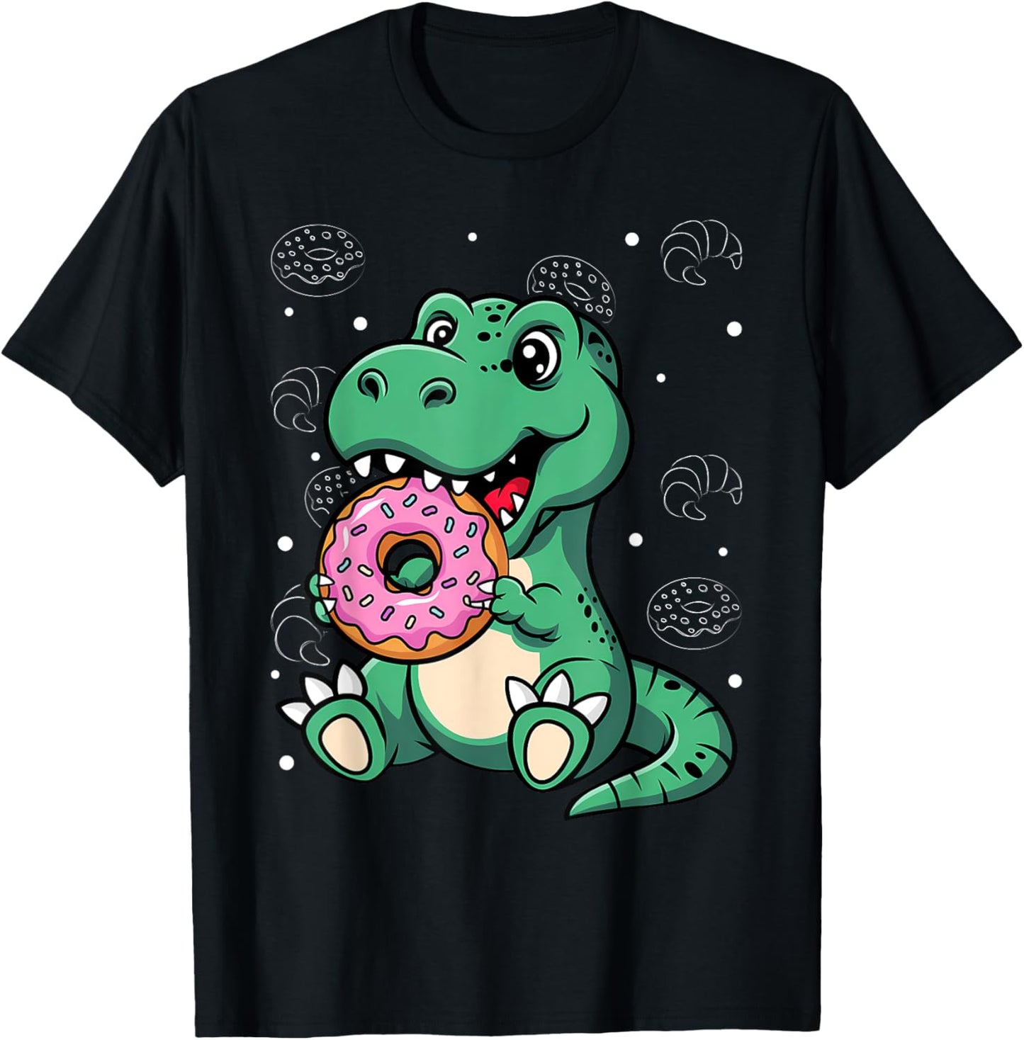 Cute T-Rex Dinosaur Funny Animals In Donut Sweet Pastry T-Shirt
