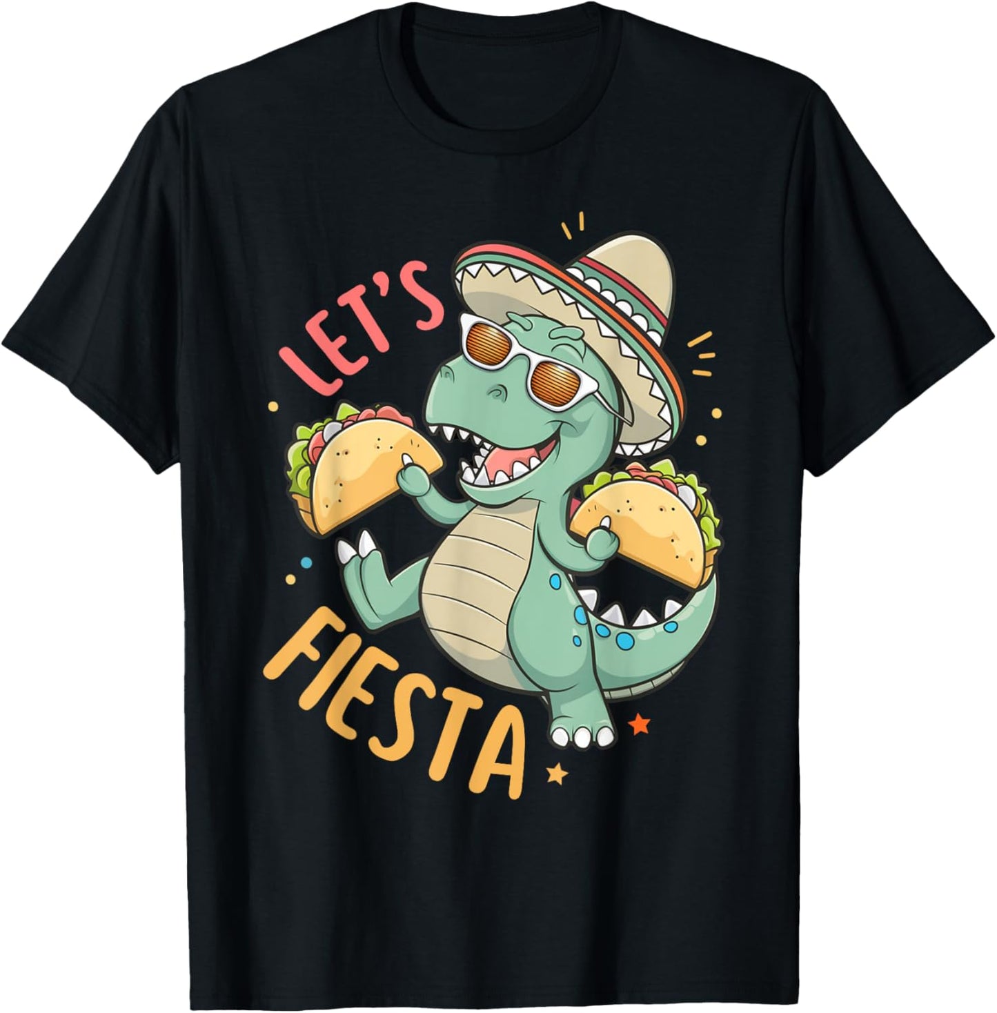 Let's Fiesta Taco Dinosaur Funny Cinco De Mayo Boy Girl Kids T-Shirt