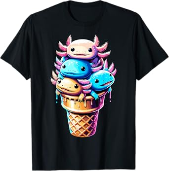 Axolotl Ice Cream Funny Kawaii Axolotls T-Shirt
