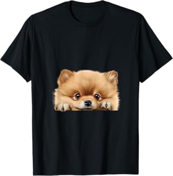 Pomeranian Lover - Dog Peeking T-Shirt