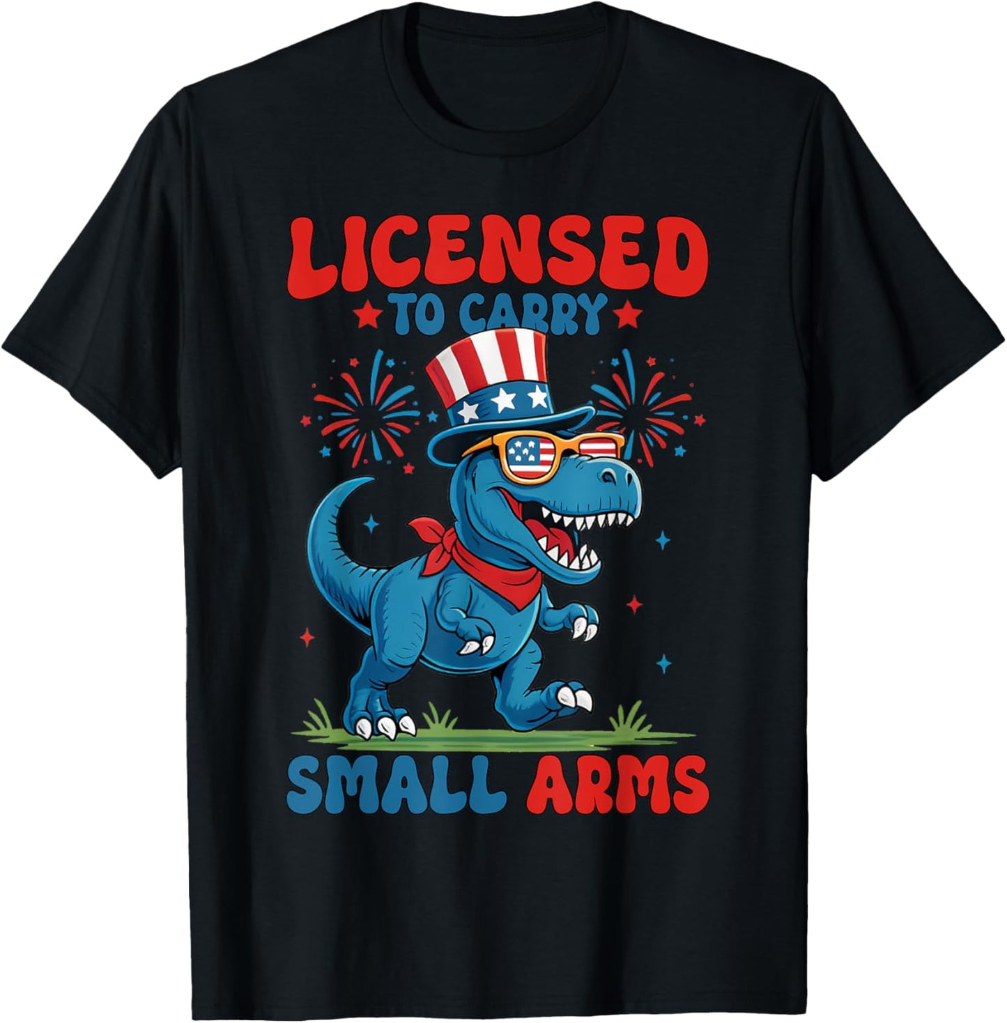 Funny Licensed To Carry Small Arms T Rex Dinosaur T-Shirt