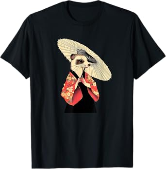 Ferret Geisha Funny Pet Kimono T-Shirt
