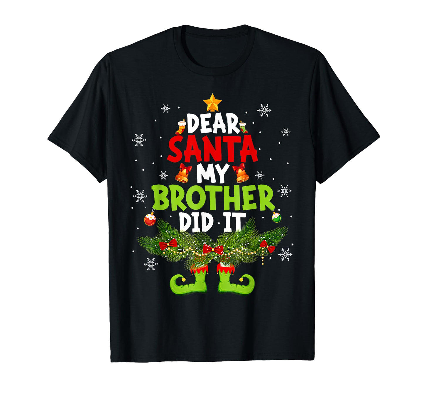 Dear Santa My Brother Did It ELF Matching Christmas Kids T-Shirt