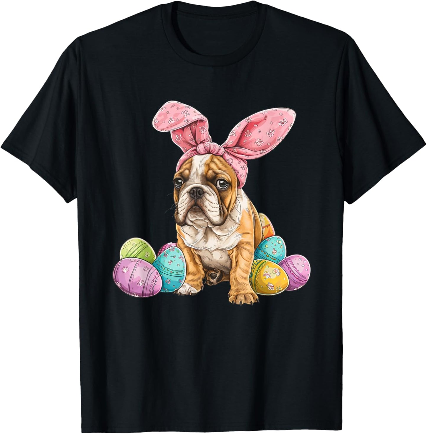 Easter Day Bulldog Easter Bulldog Bunny Ears Eggs Basket T-Shirt
