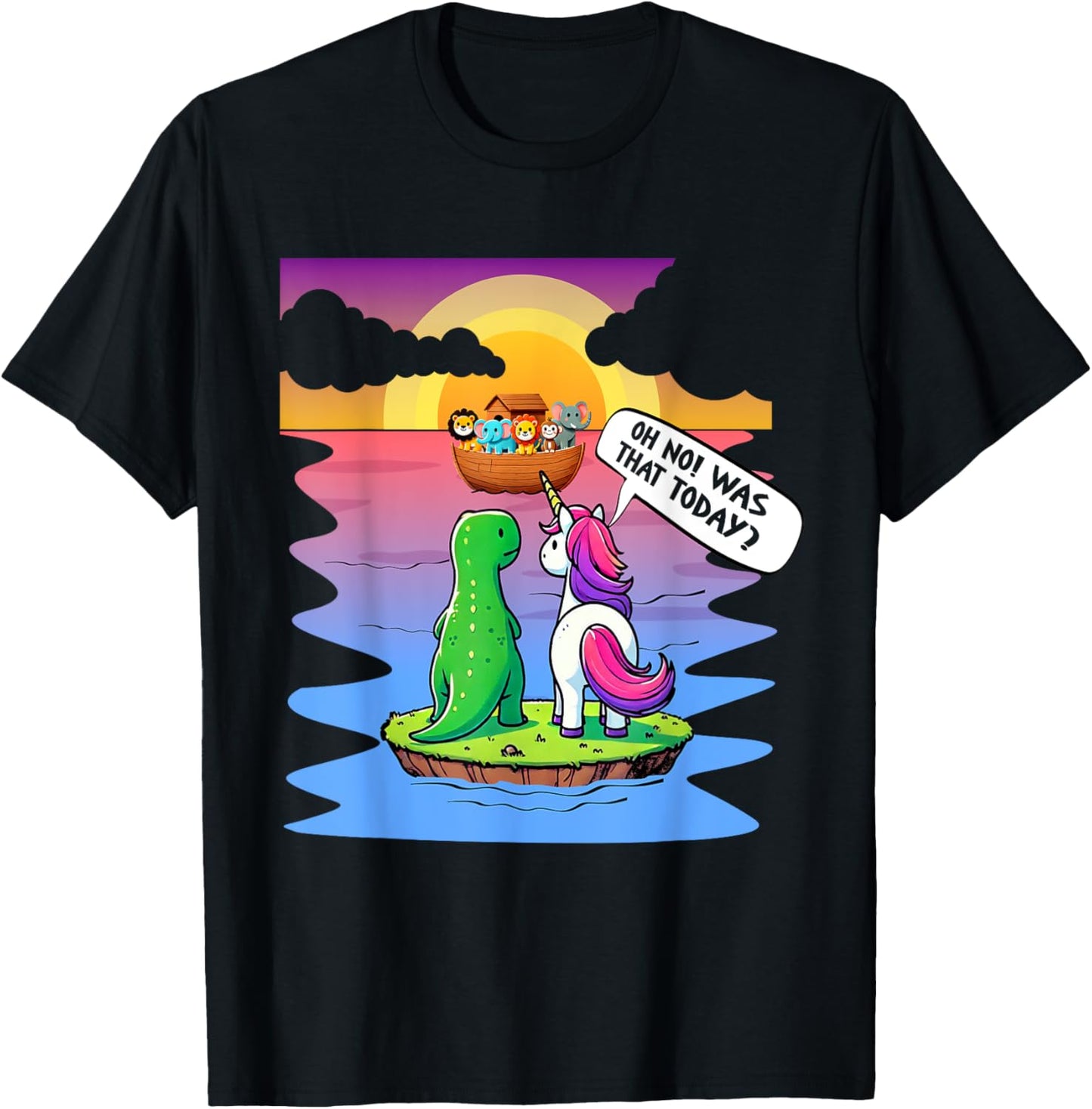 Noah Ark Unicorn Dinosaur Lover Christian Jesus Catholics T-Shirt