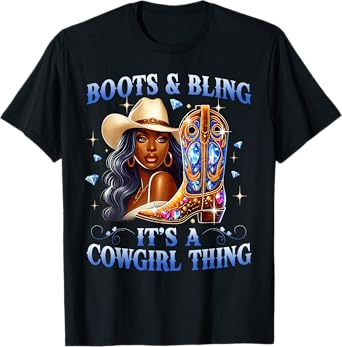 Boots and Bling its a Cowgirl Thing Rodeo Love Country Girls T-Shirt