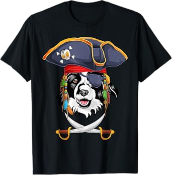 Border Collie Pirate Funny Halloween Collie sheepdog T-Shirt