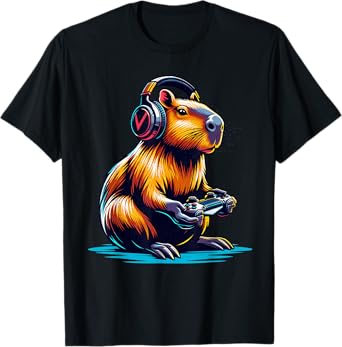 Capybara Shirt Funny Capybara Rodent & Video Games Lover T-Shirt