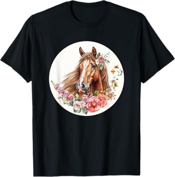 Flower Horse Equestrian Riding T-Shirt