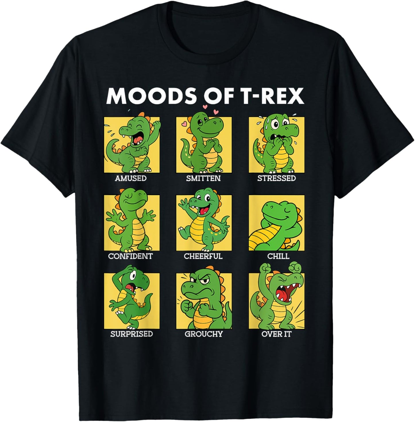 Moods of Dinosaurs t rex Alphabet A-Z ABC Identification T-Shirt