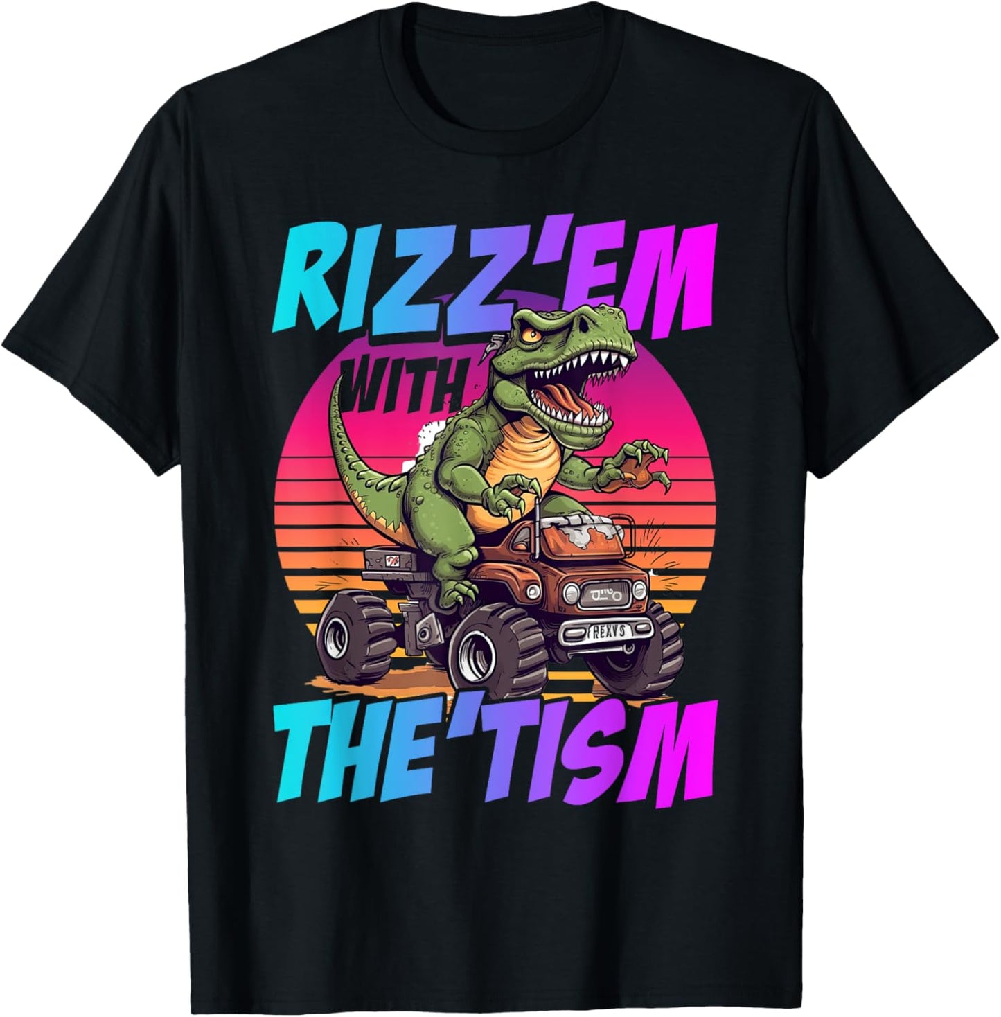 Rizz 'Em With The Tism Dinosaur T-Rex Meme Funny Autism T-Shirt