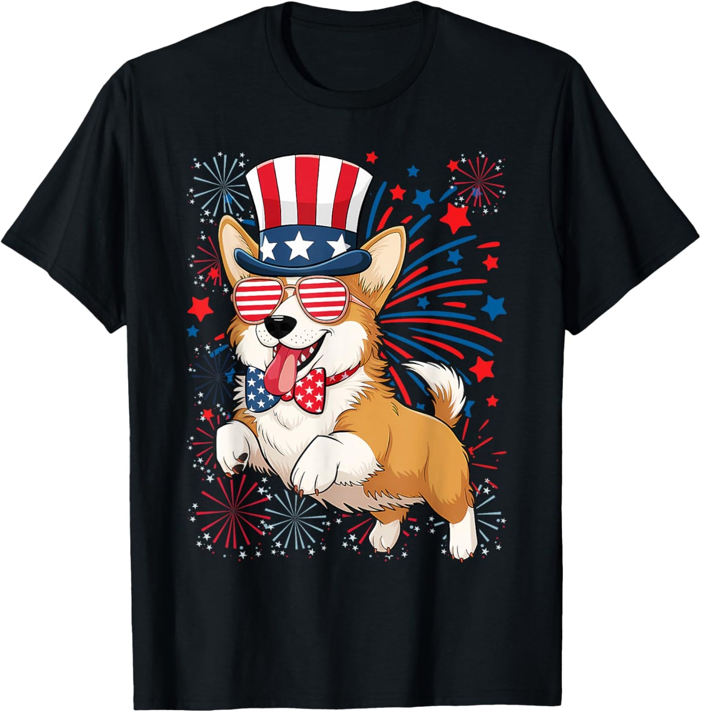 Corgi Dog 4th of July American USA Flag Patriotic Funny T-Shirt